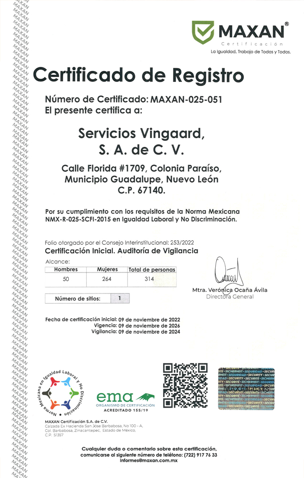 Certificaciones Vingaard
